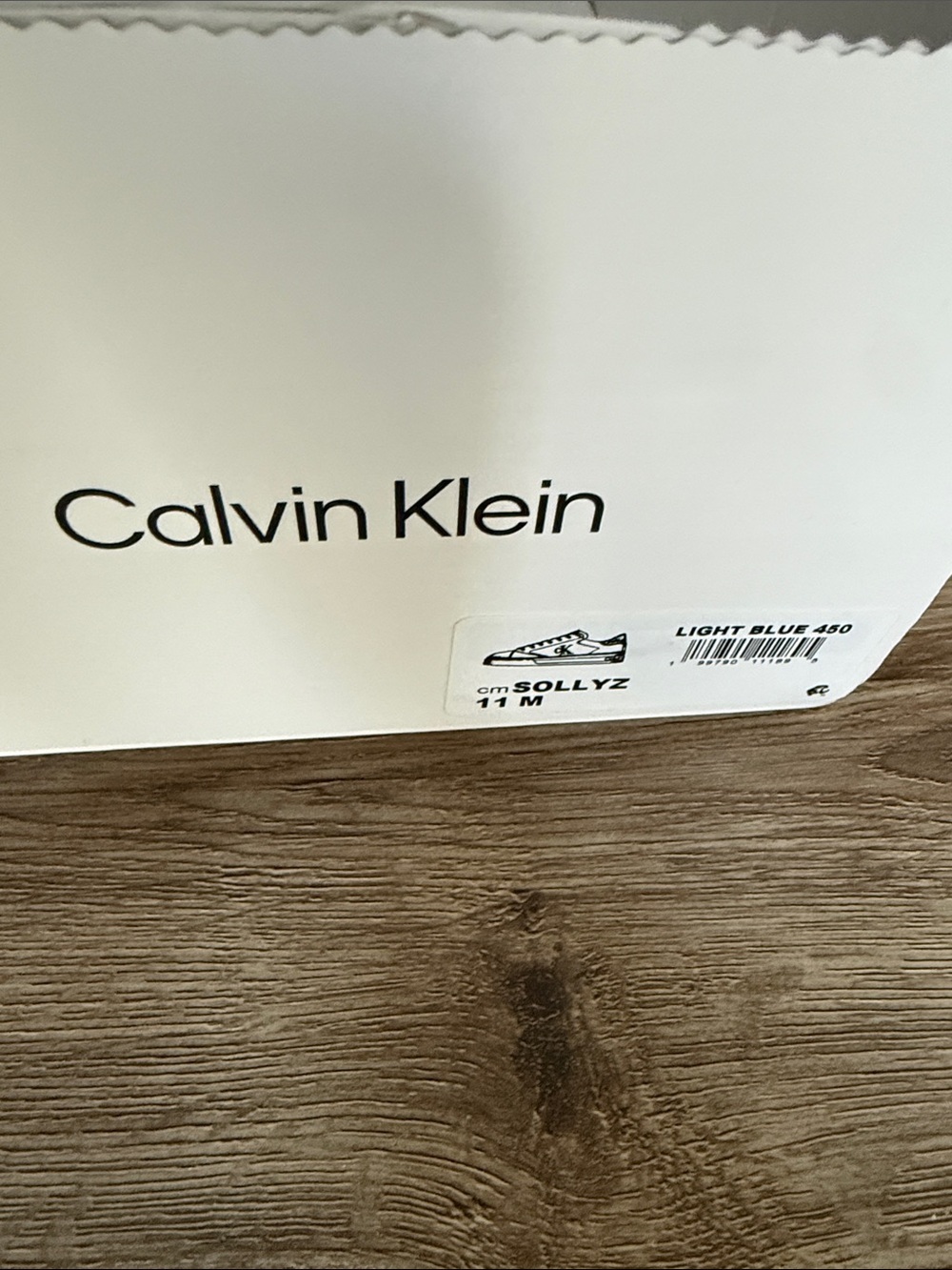 Calvin Klein Sollyz White Leather Sneakers with Light Blue Heel Accent Size 11 - Picture 10 of 10